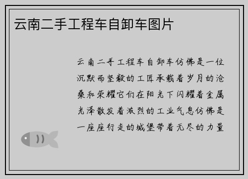 云南二手工程车自卸车图片